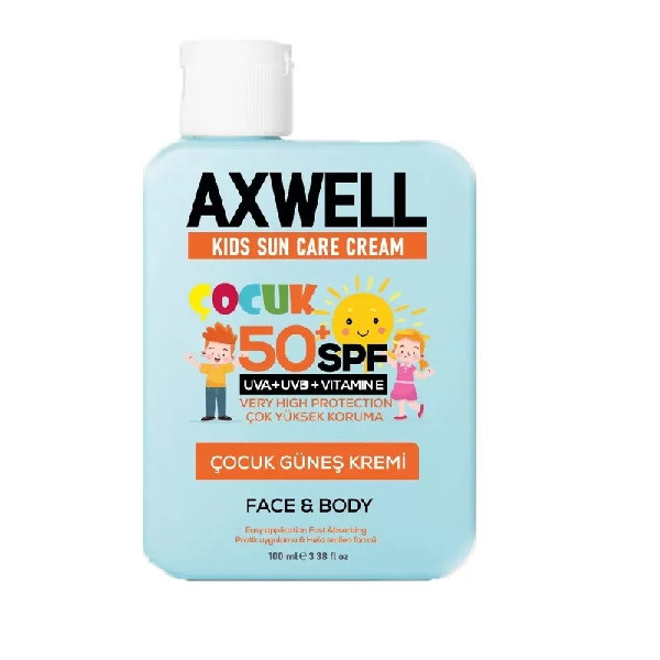 کرم ضد آفتاب مخصوص کودکان حاوی ویتامین E با محافظت بسیار بالا و SPF 50 + آکسول